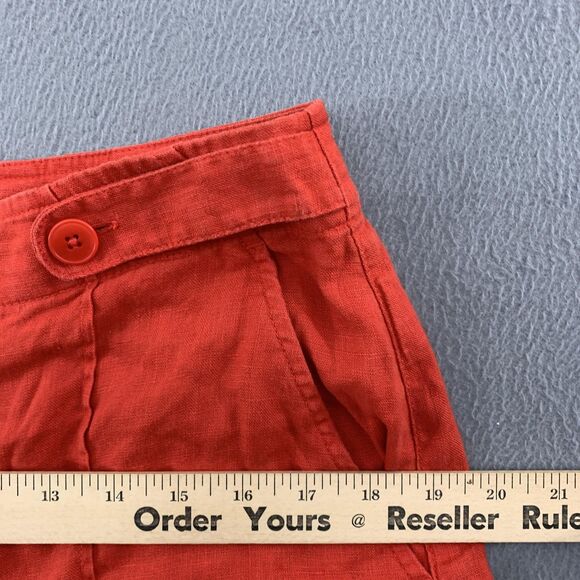 Madewell Shorts Womens 6 Red 100% Linen Button Tab Waist Zip Fly Back Welt - Picture 12 of 14